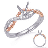 14 KT Rounds Shape Rose & White Gold Engagement Ring