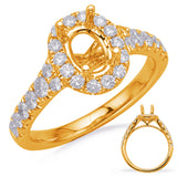 14 KT Rounds Shape Yellow Gold Halo Engagement Ring