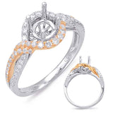 14 KT Rounds Shape Rose & White Gold Halo Engagement Ring