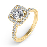 14 KT Rounds Shape Yellow Gold Halo Engagement Ring