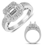 14 KT Baguette Shape White Gold Pave Engagement Ring