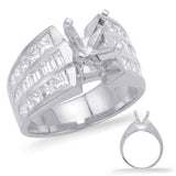 14 KT Baguette Shape White Gold Engagement Ring
