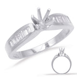 14 KT Baguette Shape White Gold Engagement Ring