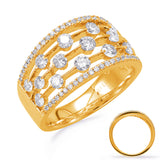 14 KT Rounds Shape Yellow Gold Diamond Fashion Ring