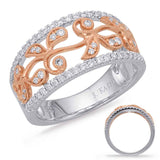 14 KT Rounds Shape Rose & White Gold Diamond Fashion Ring
