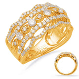 14 KT Rounds Shape Yellow Gold Diamond Fashion Ring