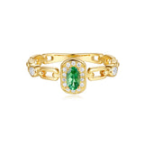 14 KT Rounds Shape Yellow Gold Tsavorite & Diamond Ring