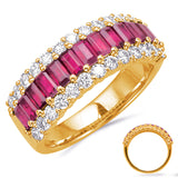 14 KT Rounds Shape Yellow Gold Ruby & Diamond Ring