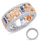 14 KT Rounds Shape Rose & White Gold Sapphire & Diamond