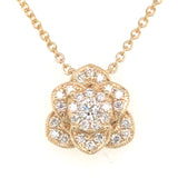 14 KT Rounds Shape Yellow Gold Diamond Flower Necklace