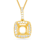 14 KT Rounds Shape Diamond Pendant For 4.1mm Cushion