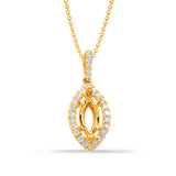 14 KT Rounds Shape Diamond Pendant For 9x4.5m Marquise Cent