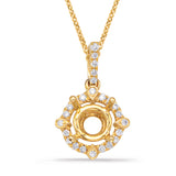 14 KT Rounds Shape Diamond Pendant For .75ct  Round Stone