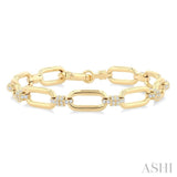 1 1/10 Ctw Round Cut Diamond Paper Clip Link Fashion Bracelet in 14K Yellow Gold