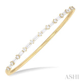 1 1/4 Ctw Baguette and Round Cut Diamond Fashion Bangle in 14K Yellow Gold