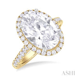 1/2 Ctw Oval Shape Round Cut Diamond Halo Semi-Mount Engagement Ring in 14K Yellow Gold