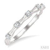 1/10 Ctw Bamboo Shoot Inspired Round Cut Diamond Fashion Ring in 10K White Gold