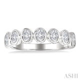 1 Ctw 7-Stone Bezel Set Oval Cut Diamond Fashion Band in 14K White Gold