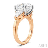 1 1/10 Ctw Circular Shape Trillion and Round Cut Diamond Semi-Mount Engagement Ring in 14K Rose and White Gold
