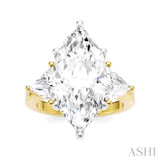 1 1/10 Ctw Marquise Shape Trillion and Round Cut Diamond Semi-Mount Engagement Ring in 14K Yellow and White Gold