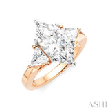 1/2 Ctw Marquise Shape Trillion and Round Cut Diamond Semi-Mount Engagement Ring in 14K Rose and White Gold