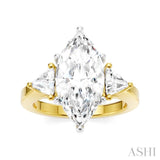 1/2 Ctw Marquise Shape Trillion and Round Cut Diamond Semi-Mount Engagement Ring in 14K Yellow and White Gold