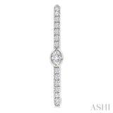 3/8 Ctw Oval and Round Cut Diamond Rectangular Fashion Hoop Earrings in 14K White Gold
