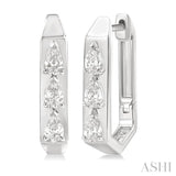 1/2 Ctw Pear Cut Diamond Hexagonal Fashion Hoop Earrings in 14K White Gold