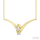 1/4 Ctw Chevron Bezel Marquise Cut Diamond Necklace in 14K Yellow Gold