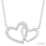 1/8 Ctw Interlocked Heart Round Cut Diamond Fashion Pendant With Chain in 10K White Gold