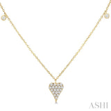 1/5 Ctw Heart Motif Round Cut Diamond Station Necklace in 10K Yellow Gold