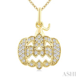 1/6 Ctw Petite Pumpkin Round Cut Diamond Fashion Pendant With Chain in 10K Yellow Gold