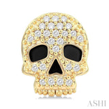 1/6 Ctw Petite Skull Round Cut Diamond Fashion Earrings in 10K Yellow Gold