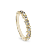 Gold finish sterling silver bubbles ring with simulated diamonds