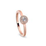 Rose Gold Finish Sterling Silver Micropave Round Simulated Diamond Ring with Simulated Diamonds Size 6
