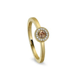Gold Finish Sterling Silver Micropave Round Simulated Citrine Ring with Simulated Diamonds Size 9