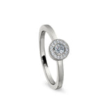Platinum Finish Sterling Silver Micropave Round Simulated Diamond Ring with Simulated Diamonds Size 9