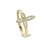 Gold Finish Sterling Silver Micropave Marquis Cross Ring with Simulated Diamonds - size 7