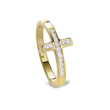 Gold Finish Sterling Silver Micropave Cross Ring with Simulated Diamonds - size 7