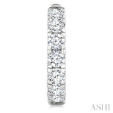 2 Ctw Round Cut Diamond Hoop Earrings in 14K White Gold