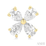 1/2 Ctw Floral Pear Cut Diamond Stud Earrings in 14K Yellow Gold