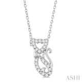 1/10 Ctw Cat Shape Petite Single Cut Diamond Fashion Pendant With Chain in 10K White Gold