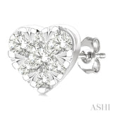 1/6 Ctw Lovebright Petite Heart Shape Round Cut Diamond Fashion Stud Earring in 10K Yellow and White Gold