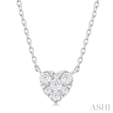 1/10 Ctw Lovebright Petite Heart Shape Round Cut Diamond Fashion Pendant With Chain in 10K White Gold