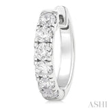 1 Ctw Round Cut Diamond Hoop Earrings in 14K White Gold