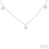 1/3 Ctw Lovebright Heart Motif Round Cut Diamond Station Necklace in 14K White Gold