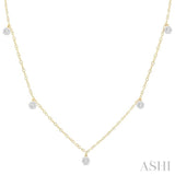 1/3 Ctw Lovebright Circular Mount Round Cut Diamond Station Necklace in 14K Yellow Gold