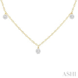 1/3 Ctw Lovebright Circular Mount Round Cut Diamond Station Necklace in 14K Yellow Gold