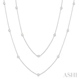 1 Ctw Bezel Set Round Cut Diamond Station Long Necklace in 14K White Gold