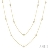 1 Ctw Bezel Set Round Cut Diamond Station Long Necklace in 14K Yellow Gold